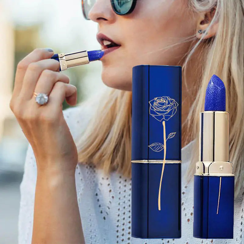 LESSXCOCO Blue Maggie Color Changing Lipstick, Waterproof